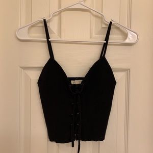Tie front ribbed cami